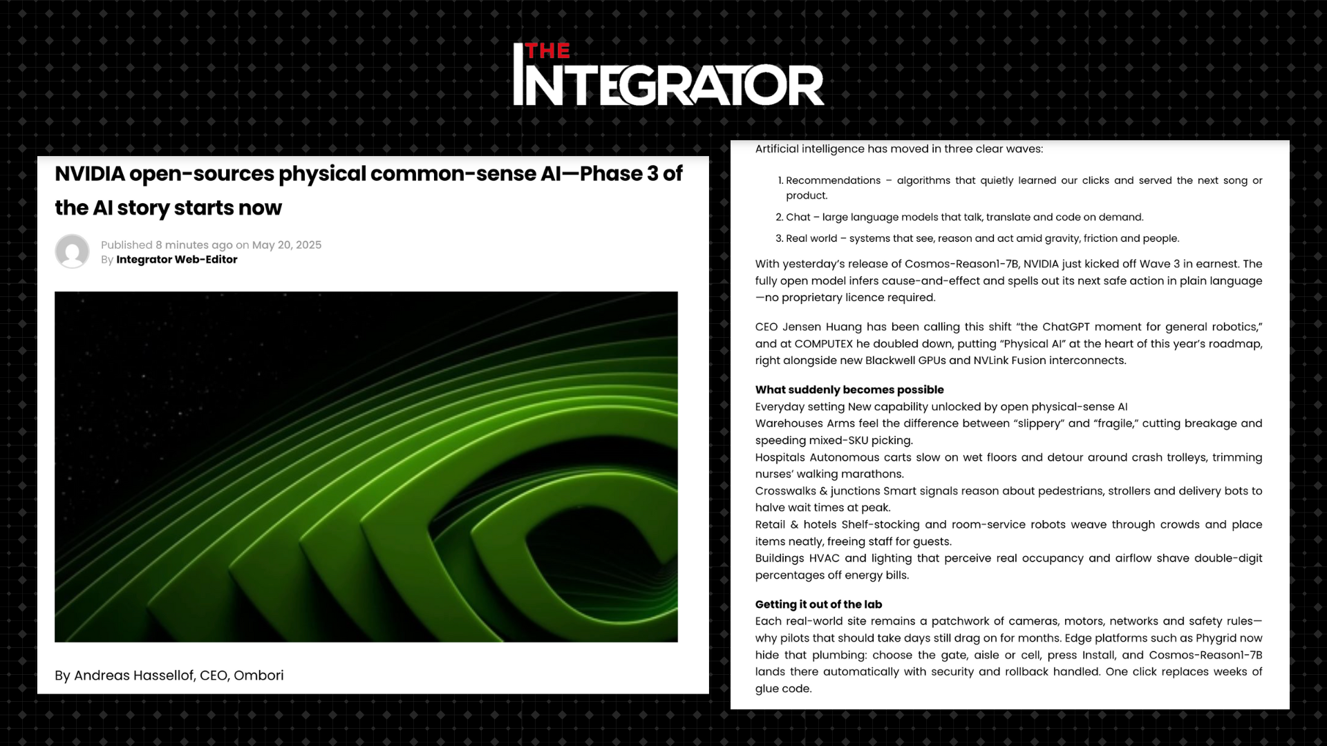 NVIDIA open-sources physical common-sense AI—Phase 3 of the AI story starts now